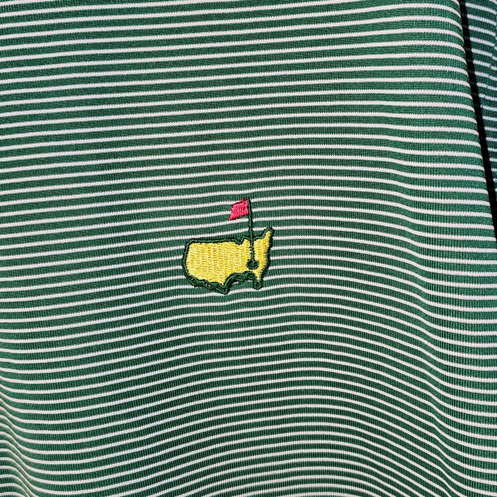 Masters Performance Mens Green White Striped‎ Golf Polo Shirt Large - Picture 3 of 4